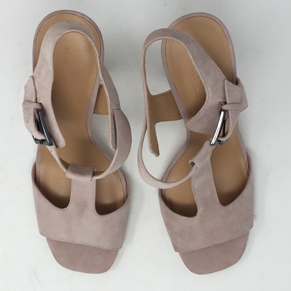 Halston Heritage Vera Pink T-strap Heeled Sandals. - Picture 5 of 14